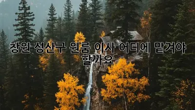 창원 성산구 원룸 이사, 어디에 맡겨야 할까요?